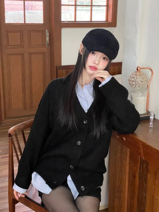 Hikari Loose Fit V-Neck Knit Cardigan