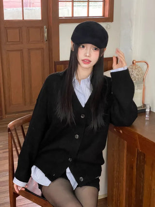 Hikari Loose Fit V-Neck Knit Cardigan