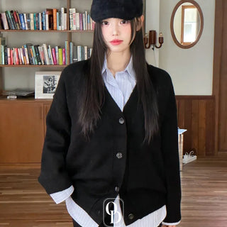 Hikari Loose Fit V-Neck Knit Cardigan