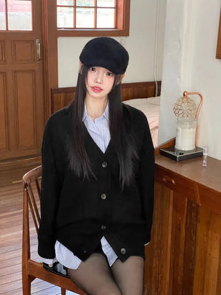 Hikari Loose Fit V-Neck Knit Cardigan