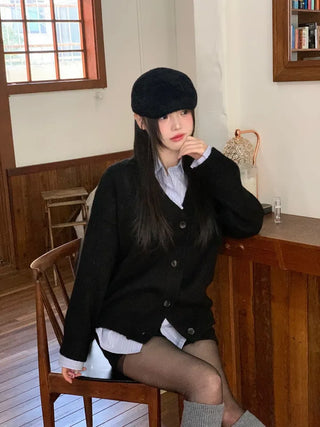 Hikari Loose Fit V-Neck Knit Cardigan