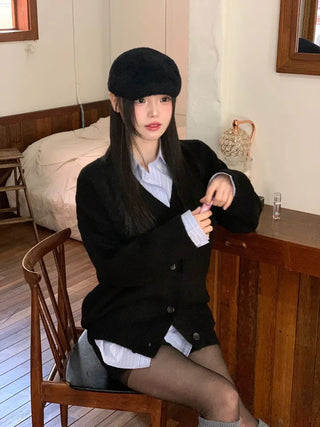 Hikari Loose Fit V-Neck Knit Cardigan