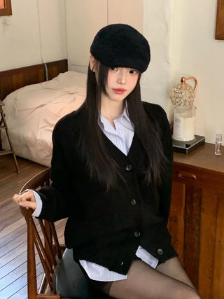 Hikari Loose Fit V-Neck Knit Cardigan