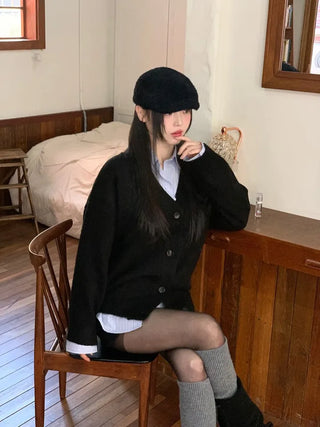 Hikari Loose Fit V-Neck Knit Cardigan