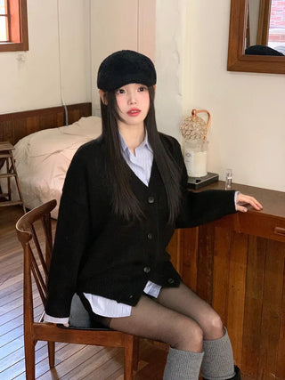 Hikari Loose Fit V-Neck Knit Cardigan