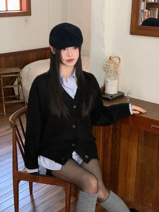Hikari Loose Fit V-Neck Knit Cardigan