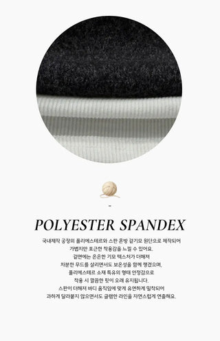 Yuha Halter Drape Shirring Two-tone Long-sleeved Knit T-shirt