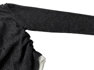 Yuha Halter Drape Shirring Two-tone Long-sleeved Knit T-shirt