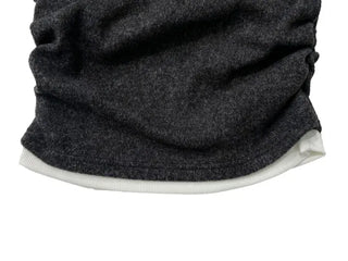 Yuha Halter Drape Shirring Two-tone Long-sleeved Knit T-shirt