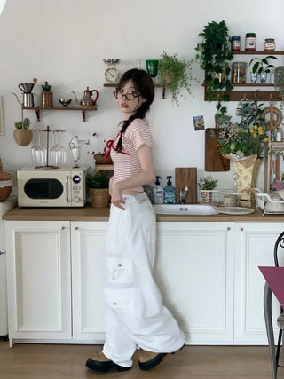Mew Lovely Ribbon V-Neck Short Sleeve Boneless Short Sleeve T-Shirt