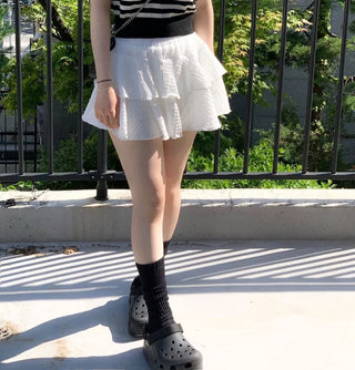 Furmin Pendant Stripe Basic Shibori Slim Crop Short Sleeve Knit