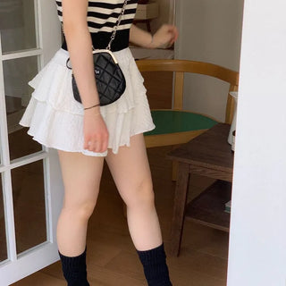Furmin Pendant Stripe Basic Shibori Slim Crop Short Sleeve Knit