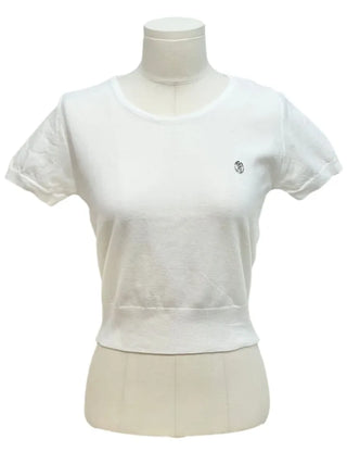 Furmin Pendant Stripe Basic Shibori Slim Crop Short Sleeve Knit