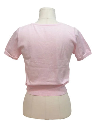 Furmin Pendant Stripe Basic Shibori Slim Crop Short Sleeve Knit