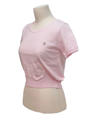 Furmin Pendant Stripe Basic Shibori Slim Crop Short Sleeve Knit
