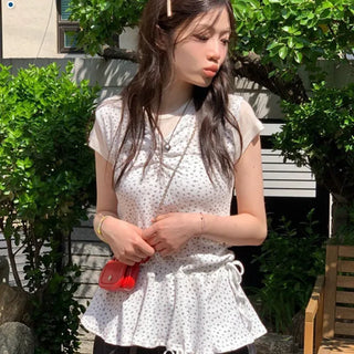 Seasoned shirring vintage flower ribbon strap sleeveless bustier layered flare mini dress