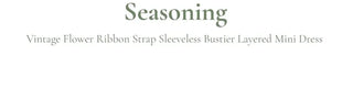 Seasoned shirring vintage flower ribbon strap sleeveless bustier layered flare mini dress