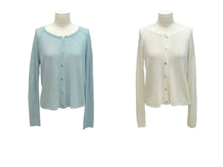 Poine linen delicate loose fit mother-of-pearl button long sleeve knit cardigan