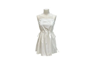 Pure cotton bustier with lace punching ribbon strap pintuck and sleeveless mini dress with lace and ribbon strap pintuck