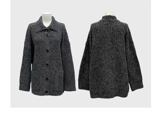 Aoto high neck collar two-way button loose fit long cardigan
