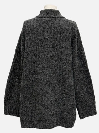 Aoto high neck collar two-way button loose fit long cardigan