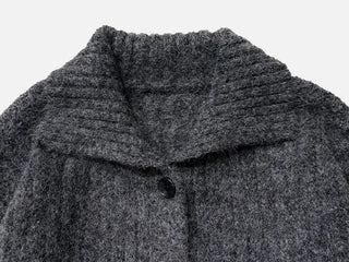 Aoto high neck collar two-way button loose fit long cardigan