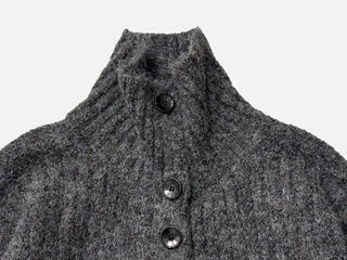 Aoto high neck collar two-way button loose fit long cardigan