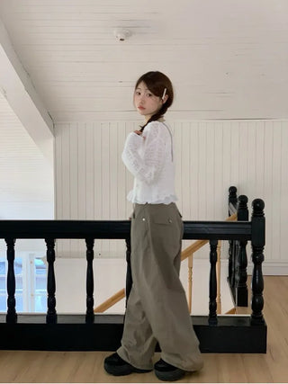 Niage Vintage Crochet Punching Wave Knit Crop Cardigan