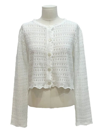 Niage Vintage Crochet Punching Wave Knit Crop Cardigan