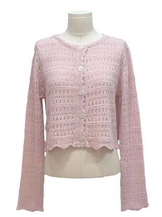 Niage Vintage Crochet Punching Wave Knit Crop Cardigan