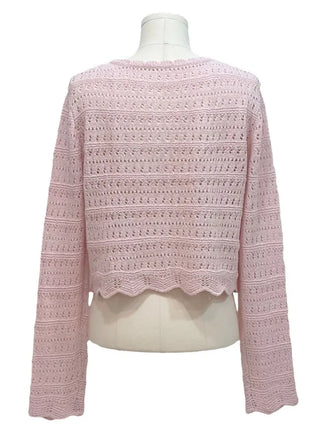 Niage Vintage Crochet Punching Wave Knit Crop Cardigan