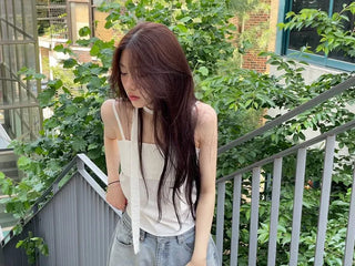 Fren Pintuck Shirring Muffler Bustier Sleeveless Nashi Set