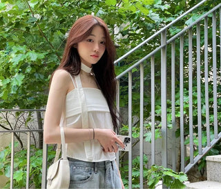 Fren Pintuck Shirring Muffler Bustier Sleeveless Nashi Set