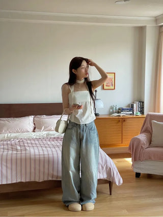 Fren Pintuck Shirring Muffler Bustier Sleeveless Nashi Set