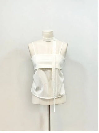 Fren Pintuck Shirring Muffler Bustier Sleeveless Nashi Set