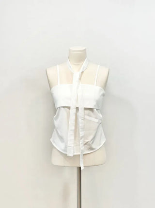 Fren Pintuck Shirring Muffler Bustier Sleeveless Nashi Set
