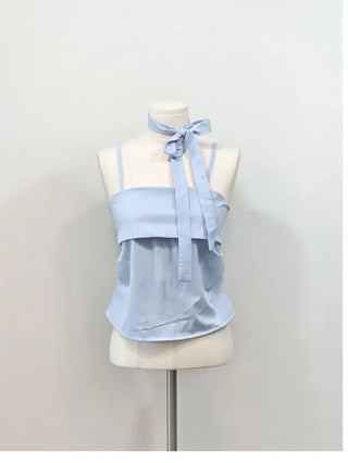 Fren Pintuck Shirring Muffler Bustier Sleeveless Nashi Set