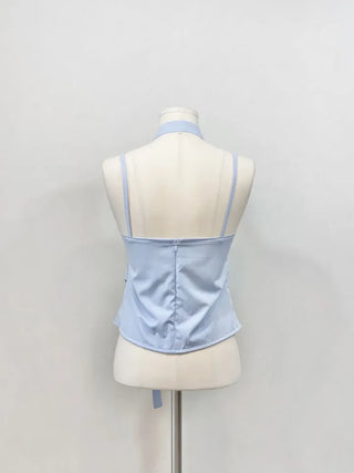 Fren Pintuck Shirring Muffler Bustier Sleeveless Nashi Set