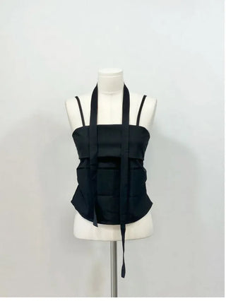 Fren Pintuck Shirring Muffler Bustier Sleeveless Nashi Set