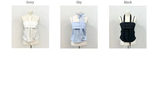 Fren Pintuck Shirring Muffler Bustier Sleeveless Nashi Set