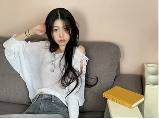 Lina Malafit Mood Ribbon Shoulder Team Loose Knit