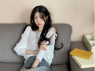 Lina Malafit Mood Ribbon Shoulder Team Loose Knit