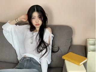 Lina Malafit Mood Ribbon Shoulder Team Loose Knit