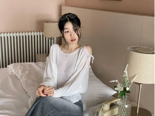 Lina Malafit Mood Ribbon Shoulder Team Loose Knit