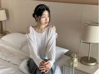 Lina Malafit Mood Ribbon Shoulder Team Loose Knit