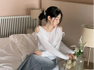 Lina Malafit Mood Ribbon Shoulder Team Loose Knit