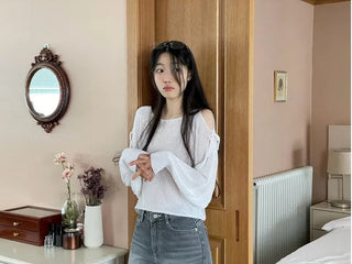 Lina Malafit Mood Ribbon Shoulder Team Loose Knit