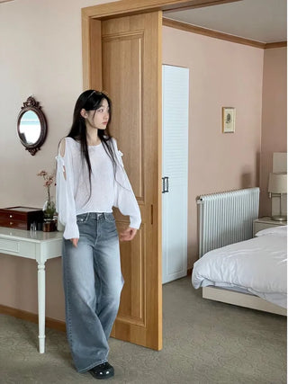 Lina Malafit Mood Ribbon Shoulder Team Loose Knit