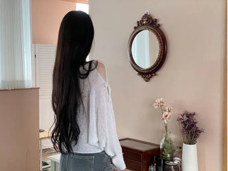 Lina Malafit Mood Ribbon Shoulder Team Loose Knit