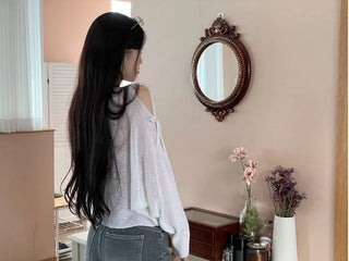 Lina Malafit Mood Ribbon Shoulder Team Loose Knit
